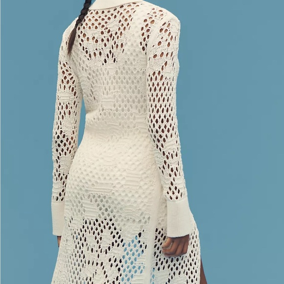 Anthropologie Fishnet Duster Cardigan Sweater - Cream - Picture 4 of 6